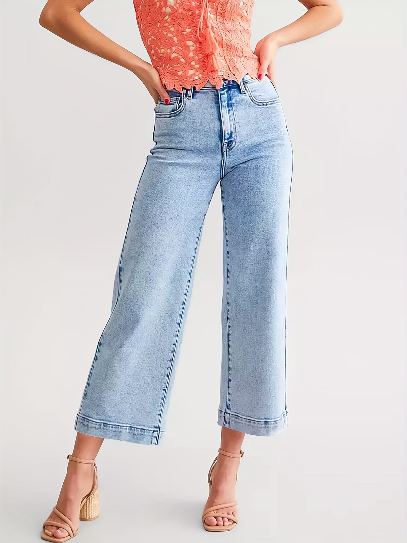 Cropped high waist jeans