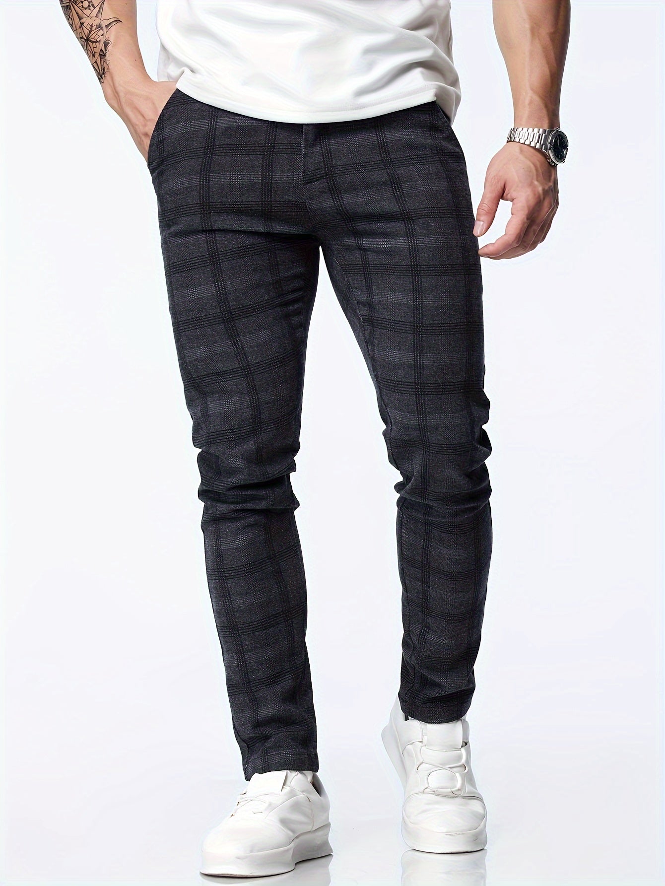 Checked Pattern Pants for Men