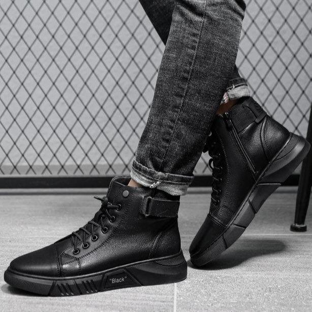 Classic black leather shoe