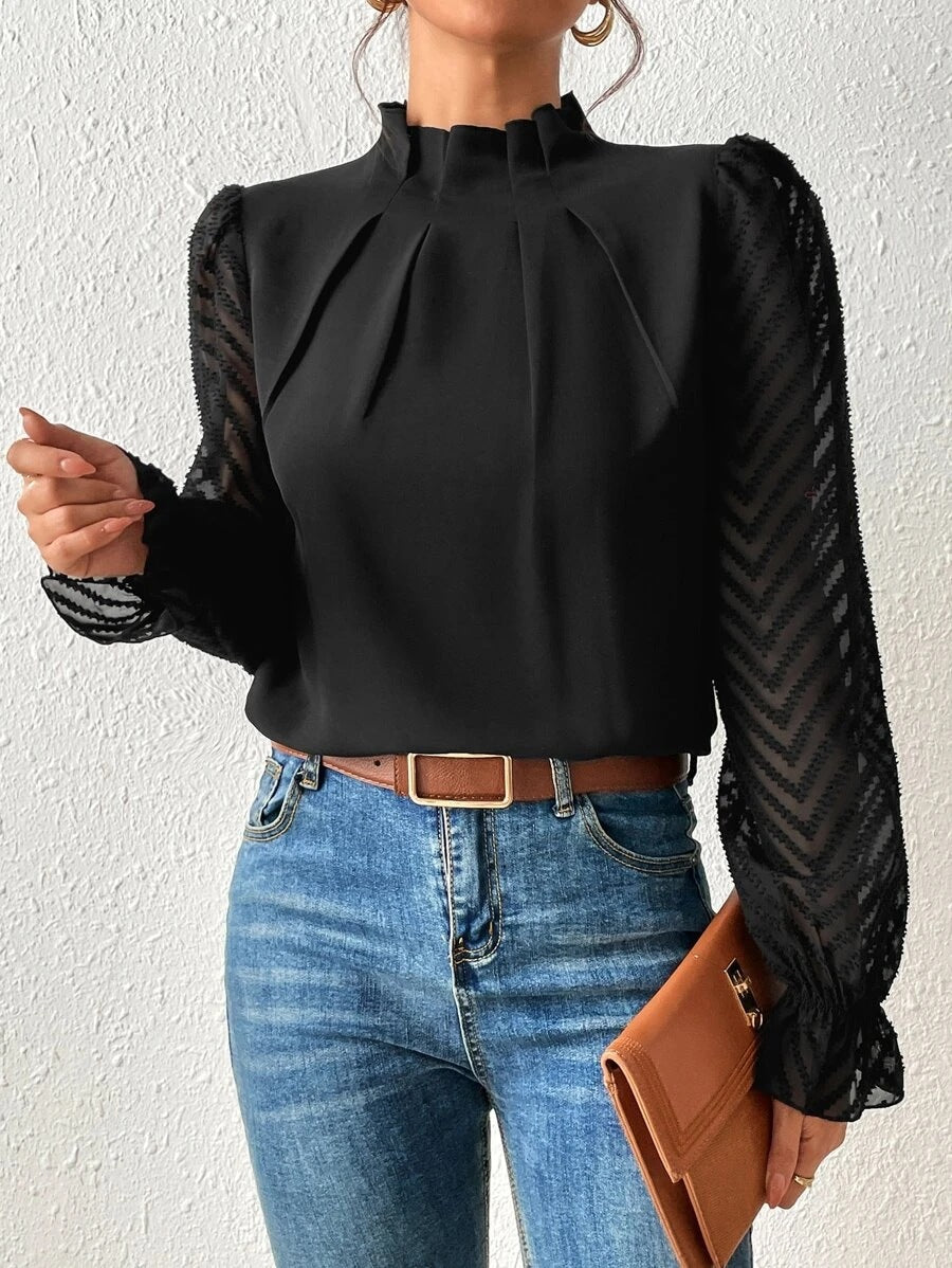 Chiffon blouse | With high neck