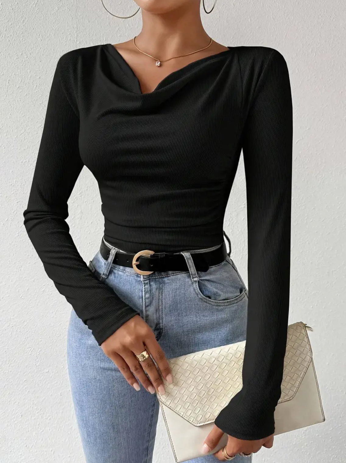 Draped Top with Collar