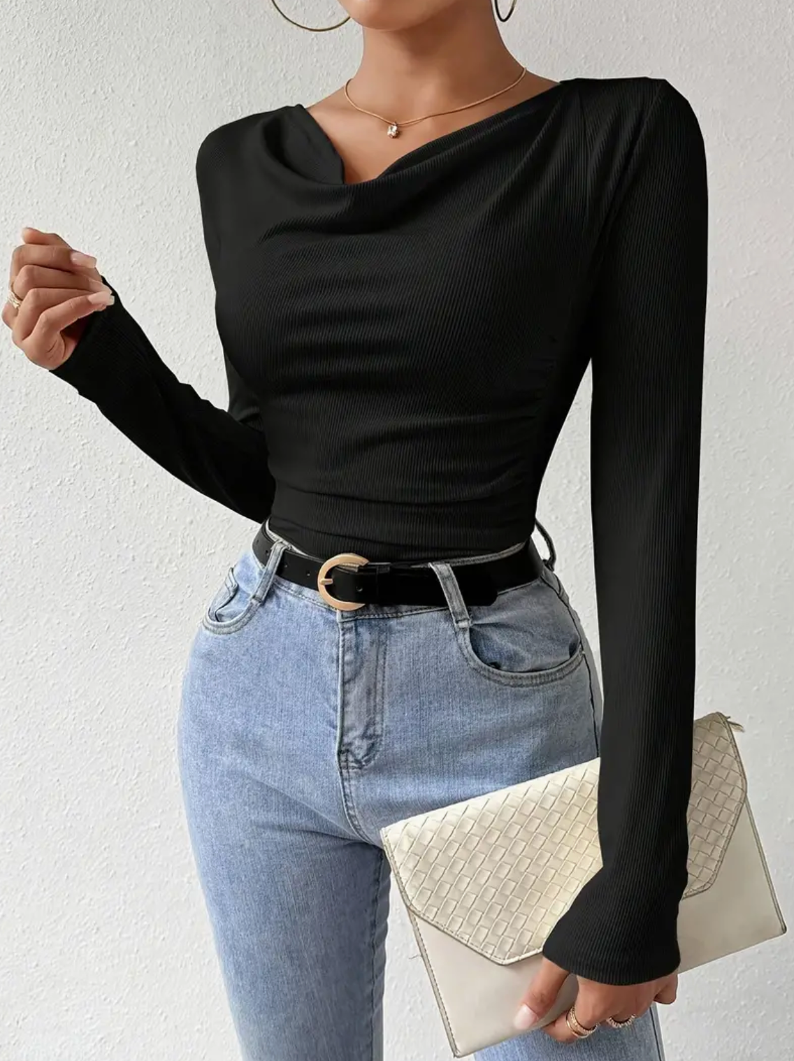 Draped Top with Collar