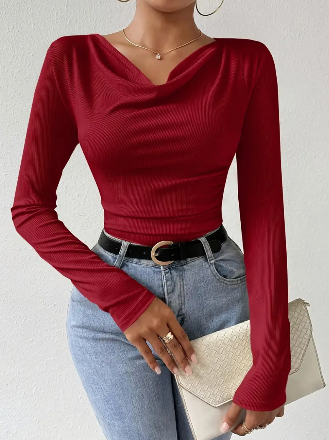 Draped Top with Collar