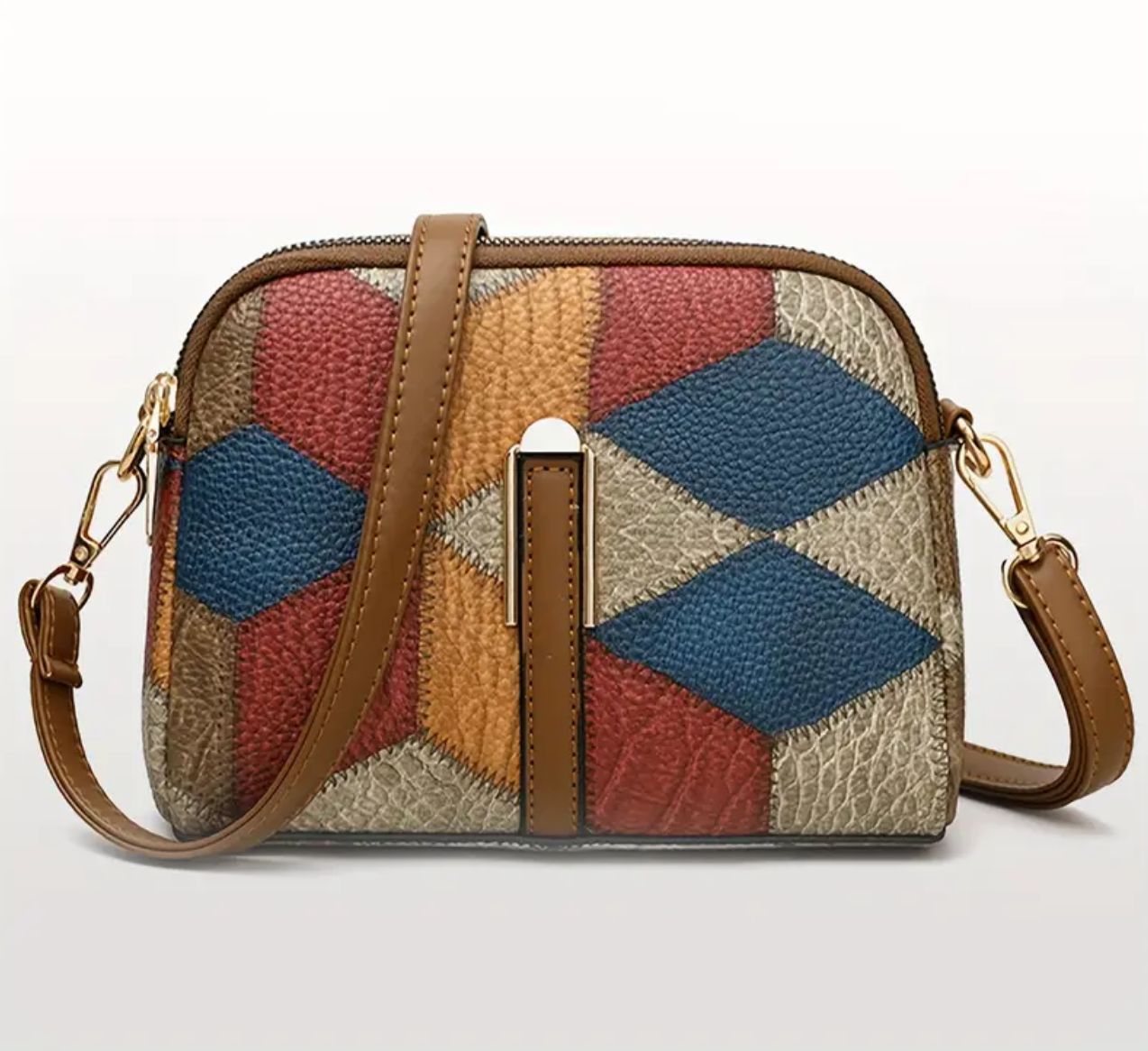 Handbag with contrasting patch