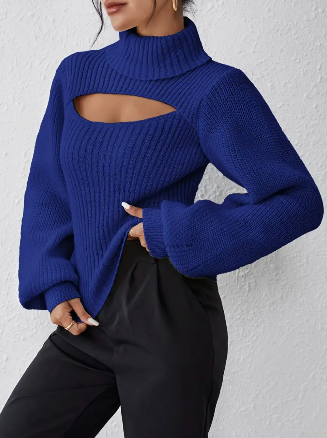 High Neck Sweater with Cutout