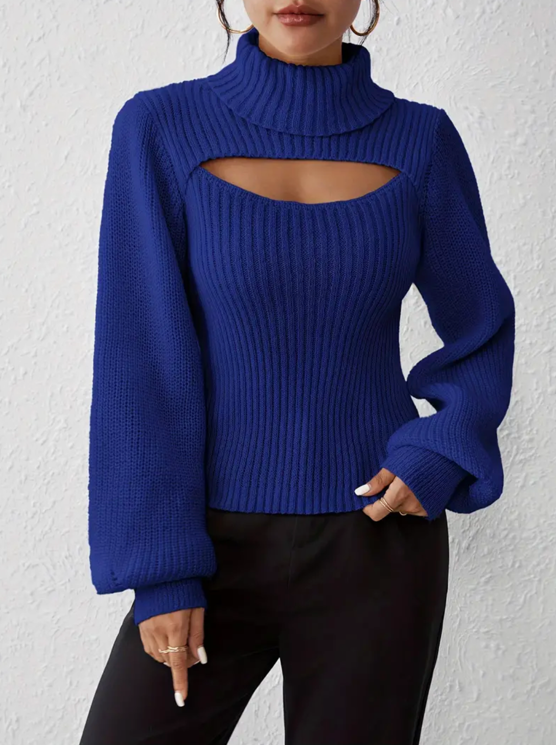 High Neck Sweater with Cutout