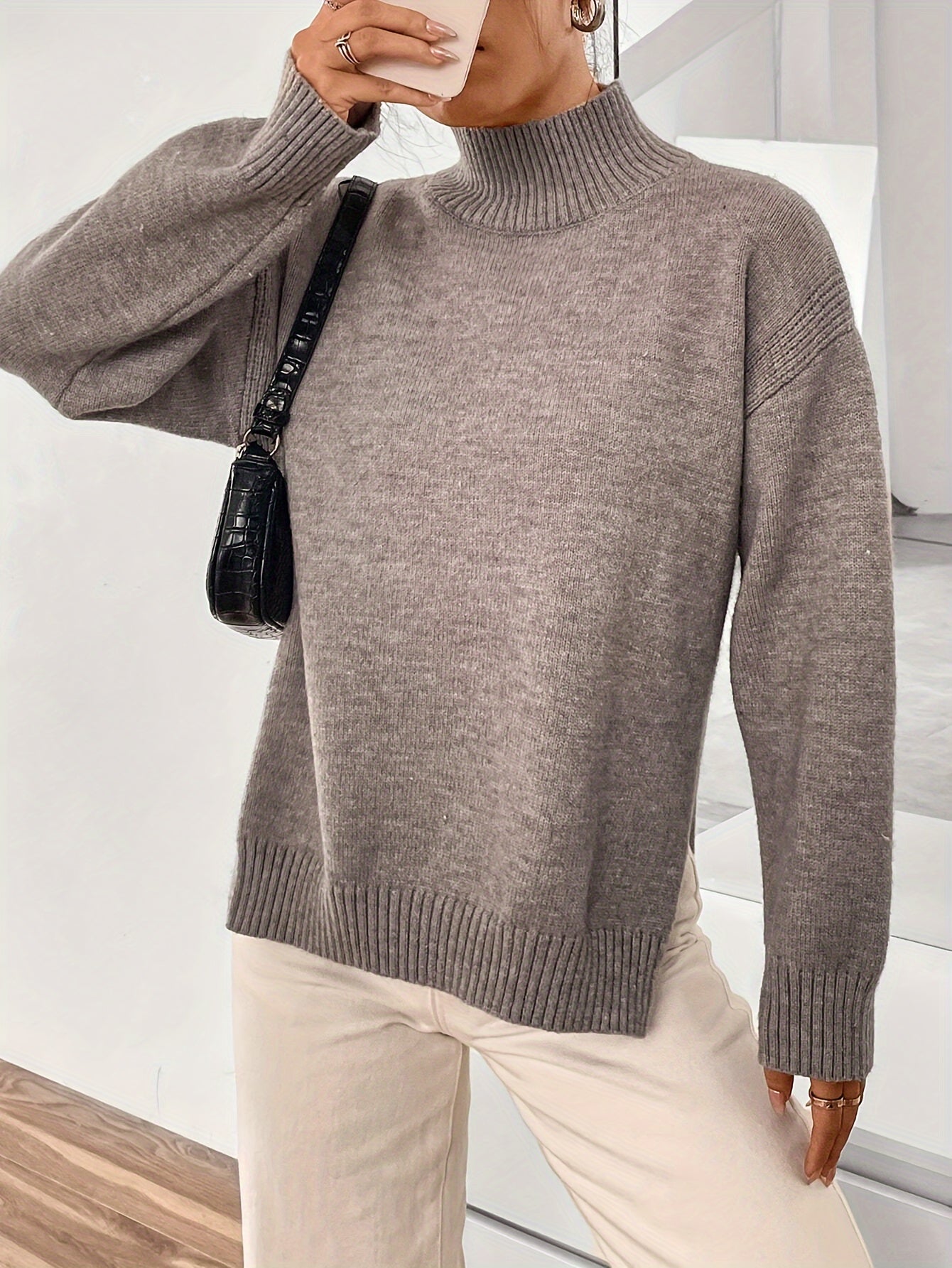 High neck winter sweater