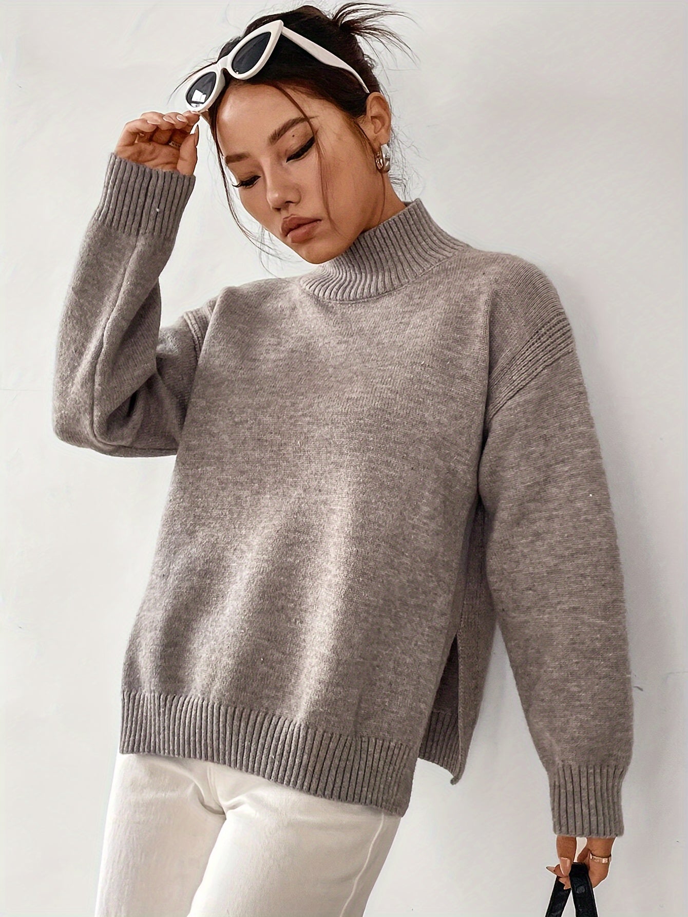 High neck winter sweater