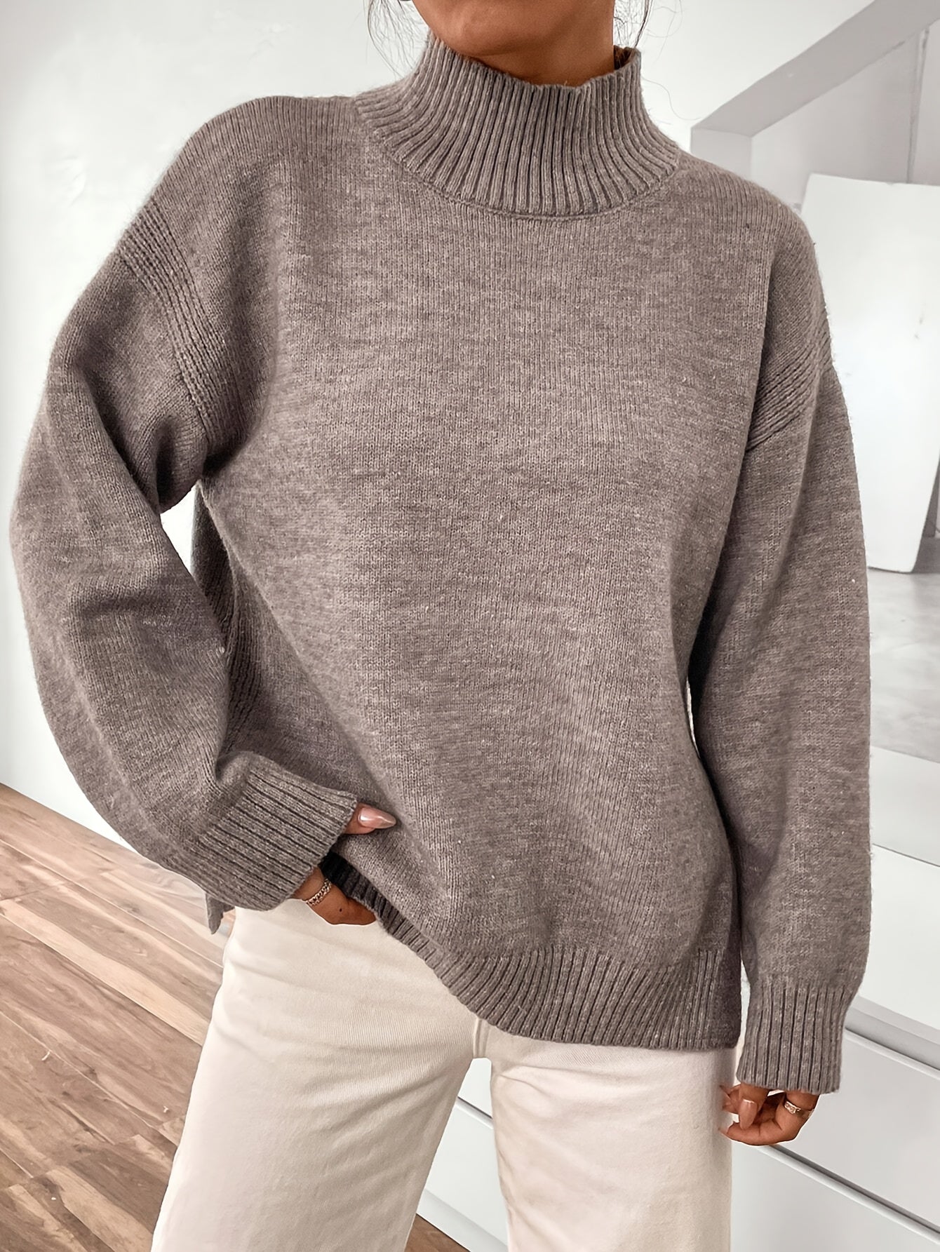 High neck winter sweater