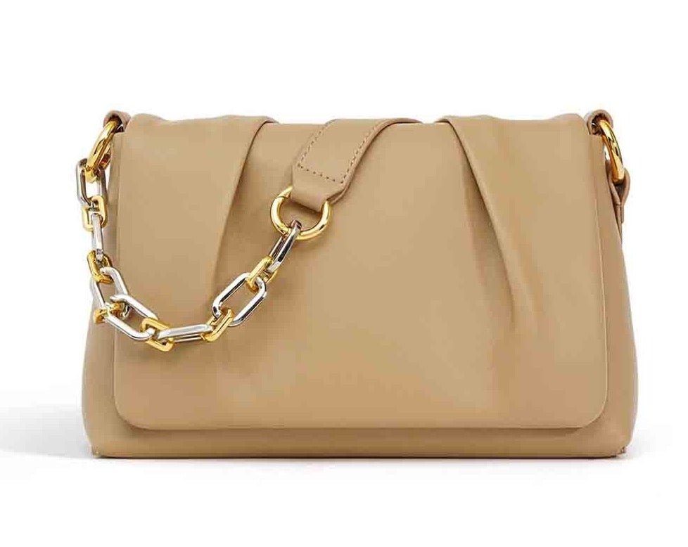 Leather shoulder bag | With chain strap