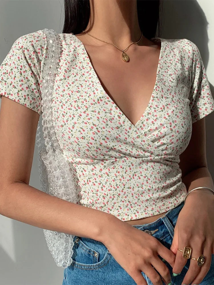 Floral V-neck top